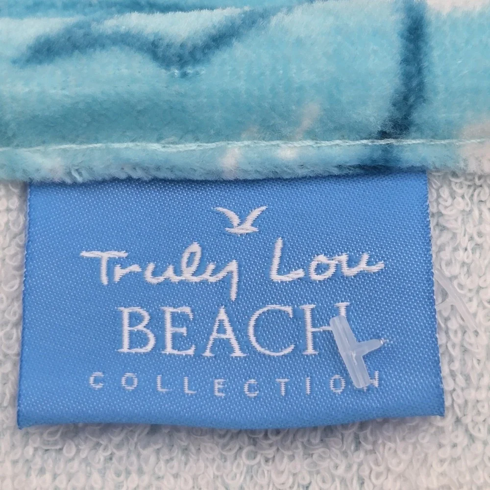 Truly Lou Oversize Beach Towel‎ Sea Turtle Aqua Cotton Absorbent 36x72 Pool Spa